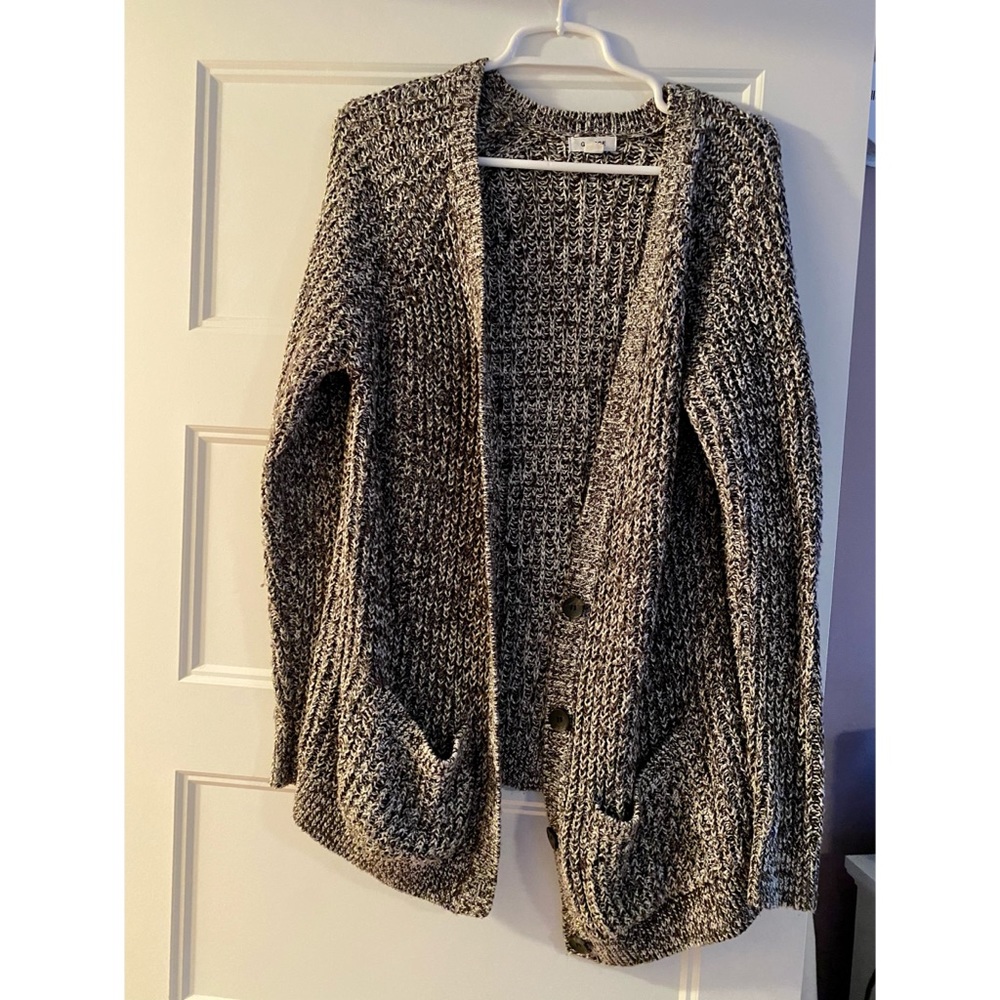 GARAGE black & white marled long cardigan